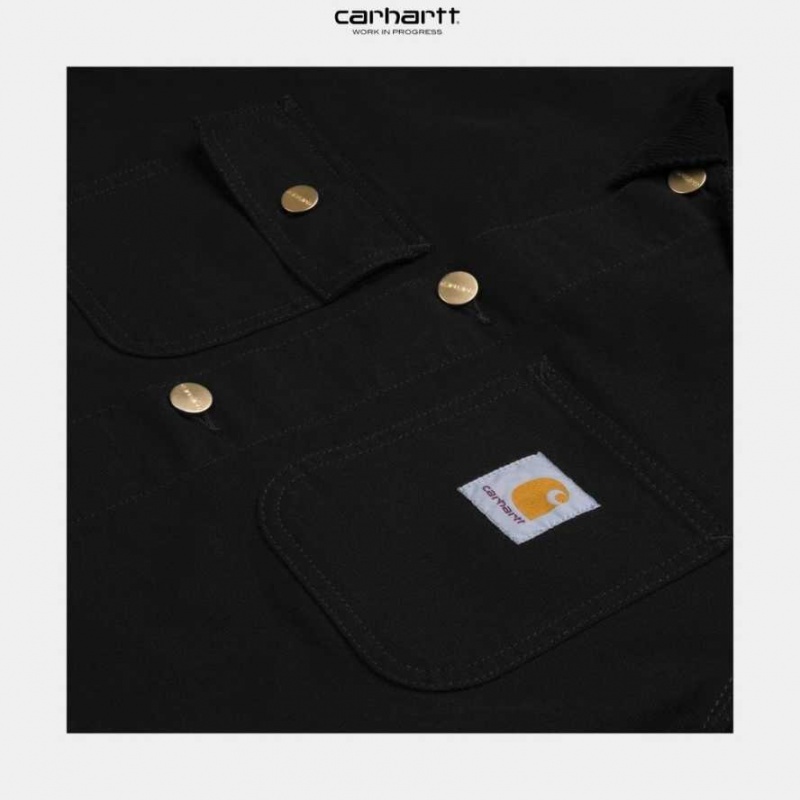 Noir Carhartt Wip Michigan Chore Coat (Spring) - Danmark OOD-1121326