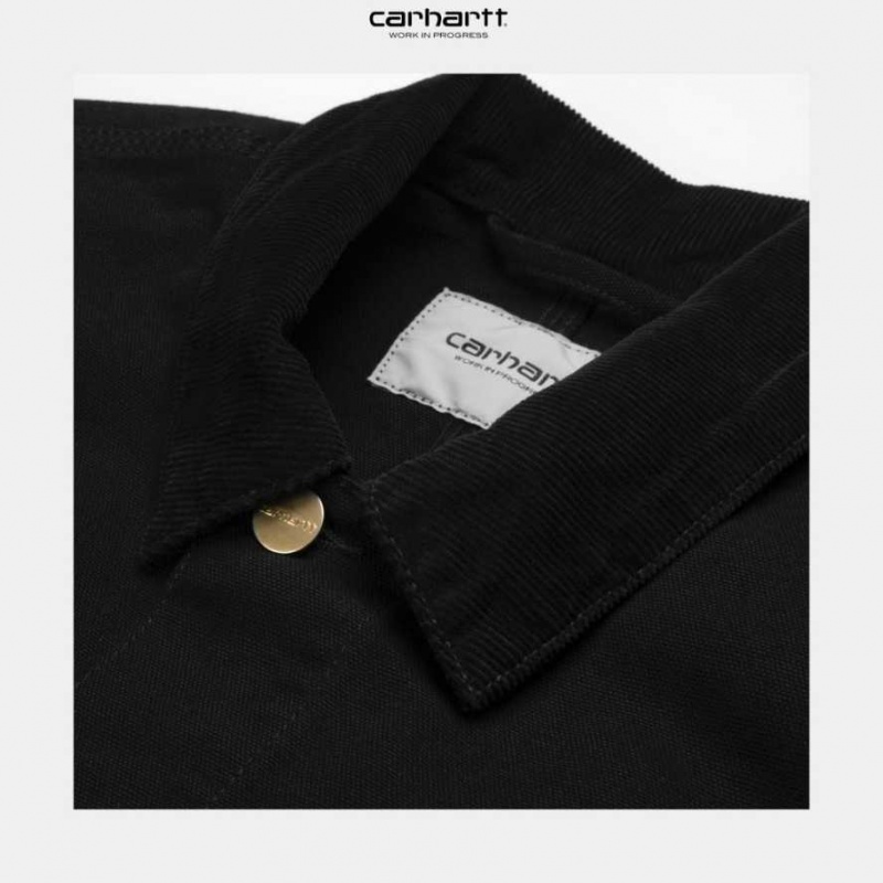 Noir Carhartt Wip Michigan Chore Coat (Spring) - Danmark OOD-1121326