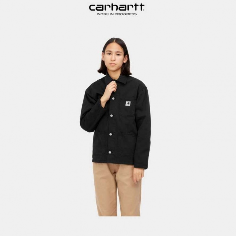 Noir Carhartt Wip Michigan Chore Coat (Spring) - Danmark GQC-9763851