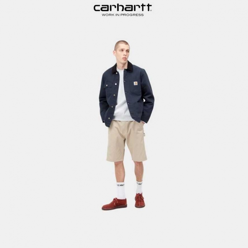 Bleu Marine Foncé Carhartt Wip Michigan Chore Coat (Spring) Bleu Marine - Danmark THE-3606432