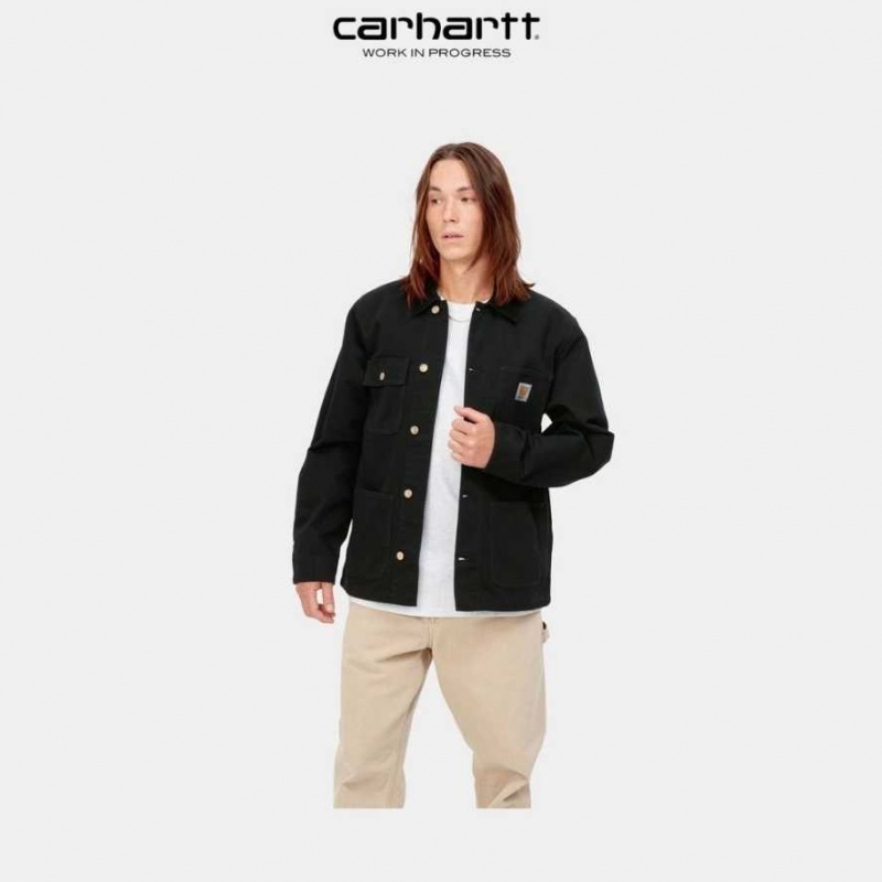 Noir Carhartt Wip Michigan Chore Coat (Spring) - Danmark OOD-1121326