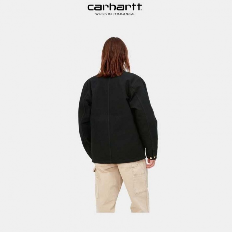 Noir Carhartt Wip Michigan Chore Coat (Spring) - Danmark OOD-1121326