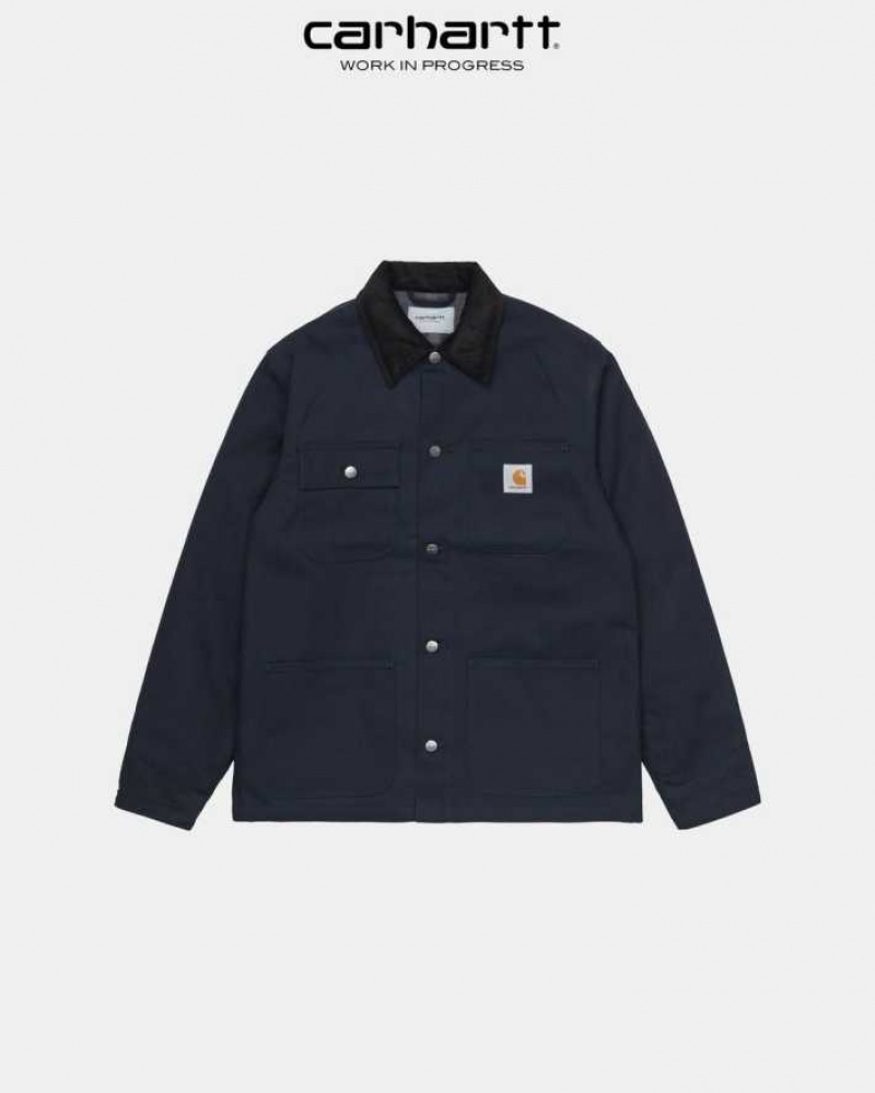 Bleu Marine Foncé Noir Carhartt Wip Michigan Chore Coat (D'hiver) Bleu Marine Foncé - Danmark WGJ-5683605