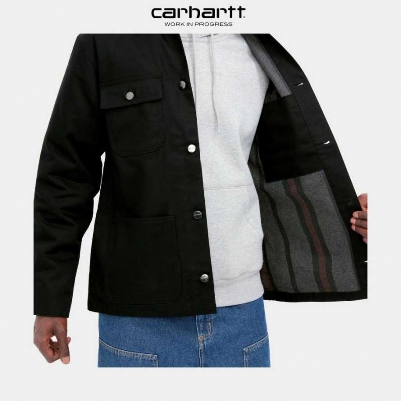 Noir Carhartt Wip Michigan Chore Coat (D'hiver) - Danmark UDY-8710432