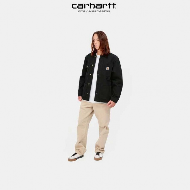 Noir Carhartt Wip Michigan Chore Coat (Spring) - Danmark OOD-1121326