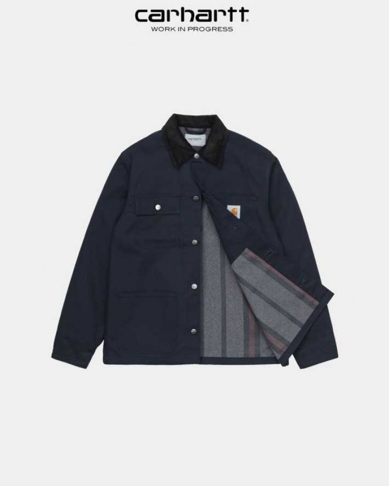 Bleu Marine Foncé Noir Carhartt Wip Michigan Chore Coat (D'hiver) Bleu Marine Foncé - Danmark WGJ-5683605