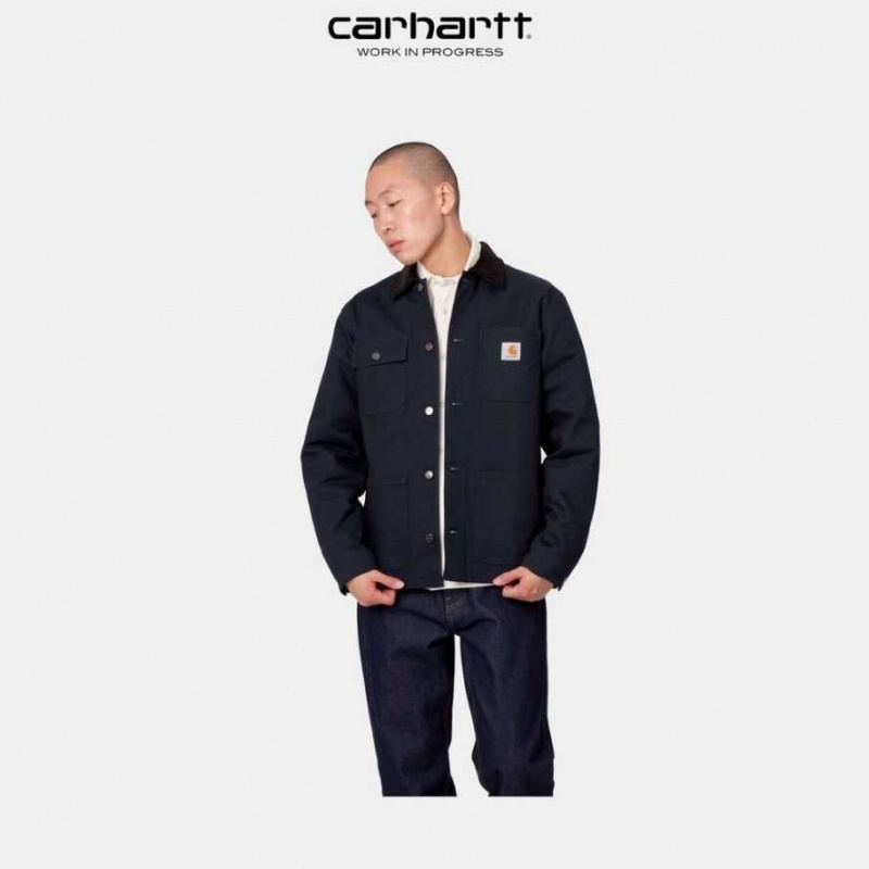 Bleu Marine Foncé Noir Carhartt Wip Michigan Chore Coat (D'hiver) Bleu Marine Foncé - Danmark WGJ-5683605