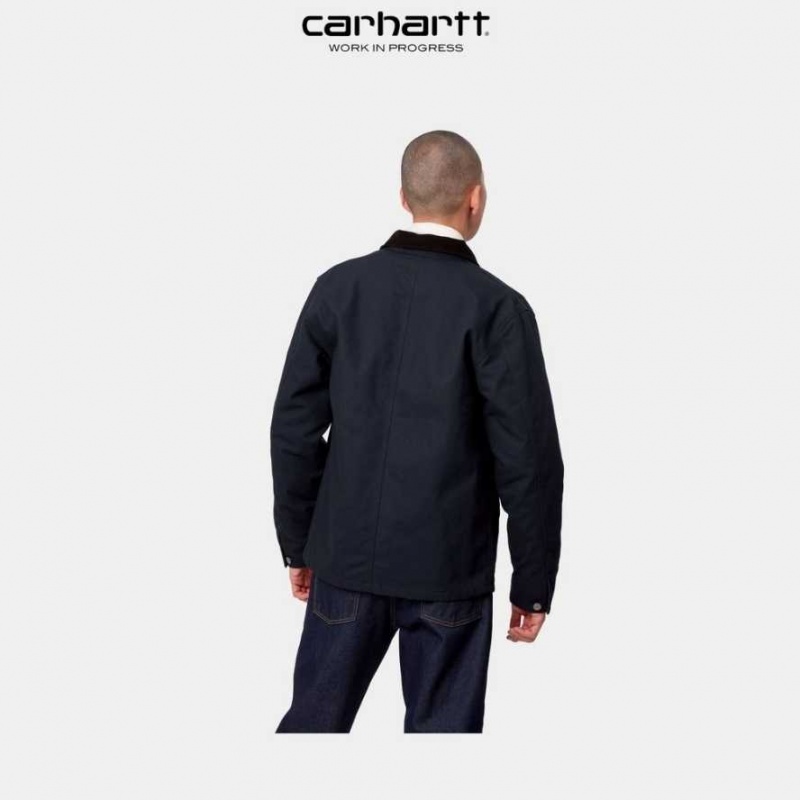 Bleu Marine Foncé Noir Carhartt Wip Michigan Chore Coat (D'hiver) Bleu Marine Foncé - Danmark WGJ-5683605