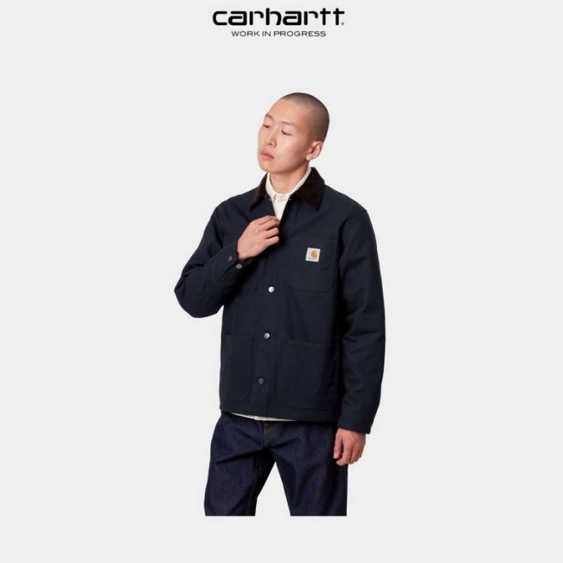 Bleu Marine Foncé Noir Carhartt Wip Michigan Chore Coat (D'hiver) Bleu Marine Foncé - Danmark WGJ-5683605