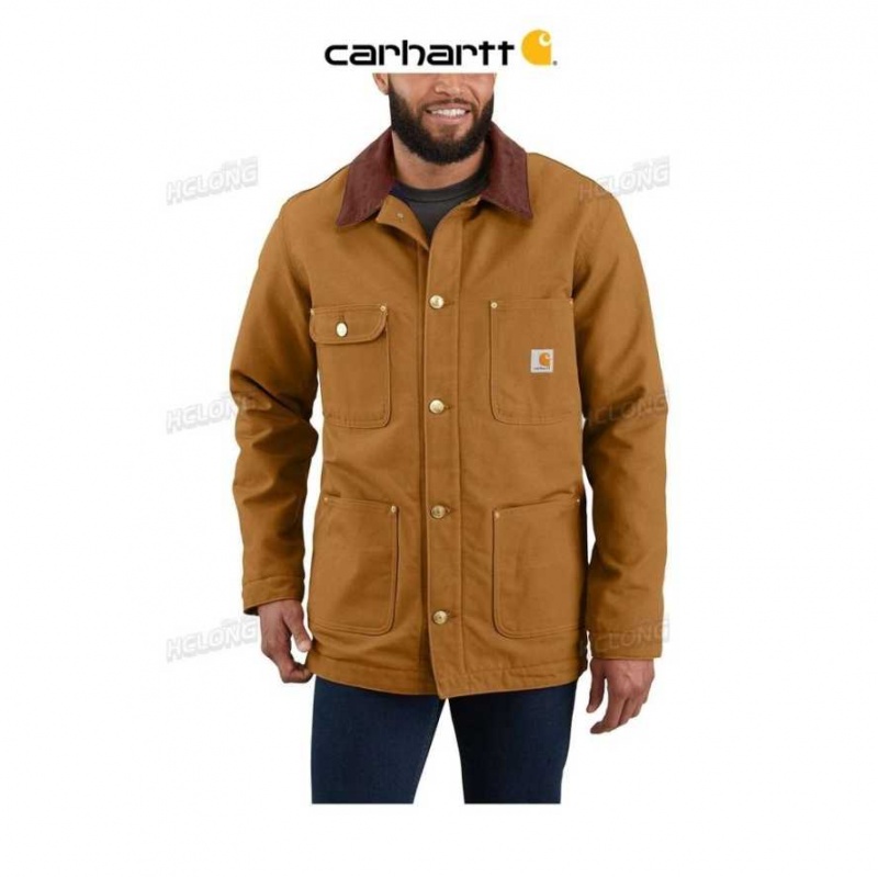 Marron Carhartt Loose Fit Firm Duck Blanket-Doublée Chore Coat - Danmark AKQ-0647341