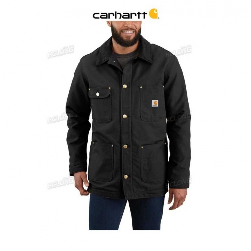 Noir Carhartt Loose Fit Firm Duck Blanket-Doublée Chore Coat - Danmark DKN-5759788