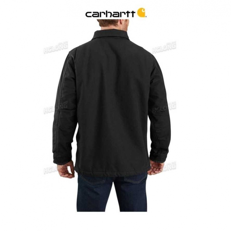 Noir Carhartt Loose Fit Washed Duck Sherpa-Doublée Coat - Danmark VIS-0441474