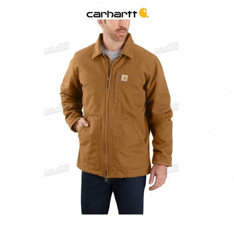 Marron Carhartt Loose Fit Washed Duck Sherpa-Doublée Coat - Danmark XFS-9168329