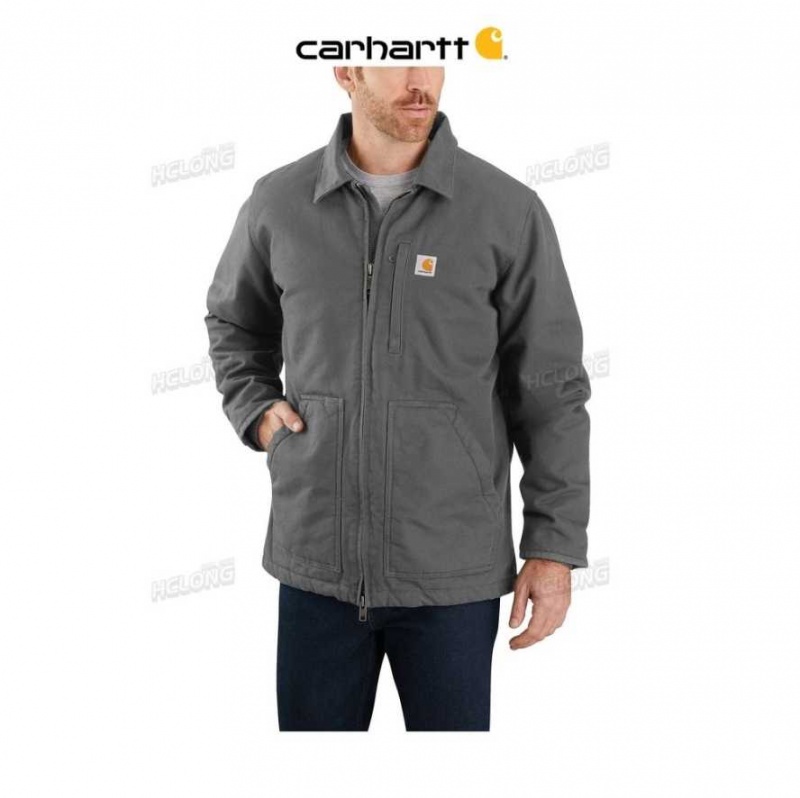 Gravel Carhartt Loose Fit Washed Duck Sherpa-Doublée Coat - Danmark ZLS-7463269