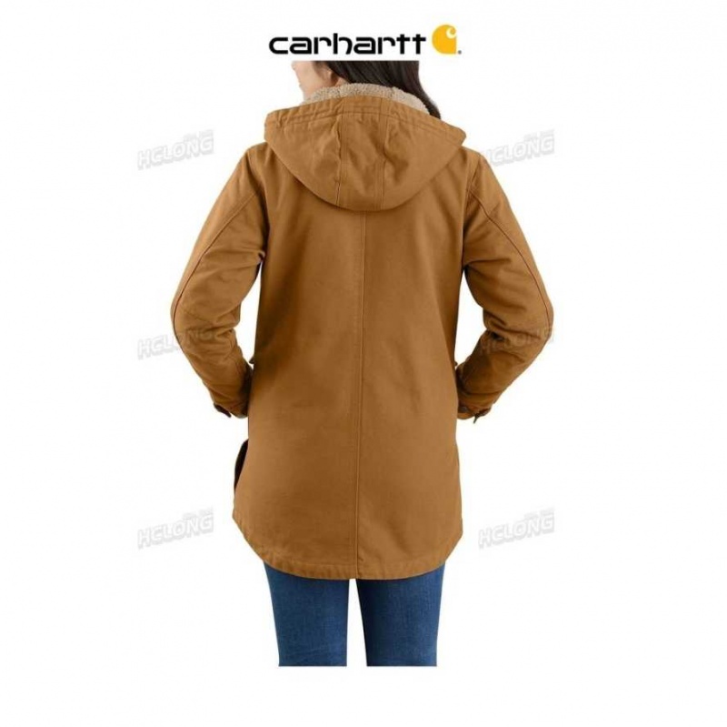 Marron Carhartt Loose Fit Washed Duck Coat - 2 Warmer Rating - Danmark KYZ-9447607