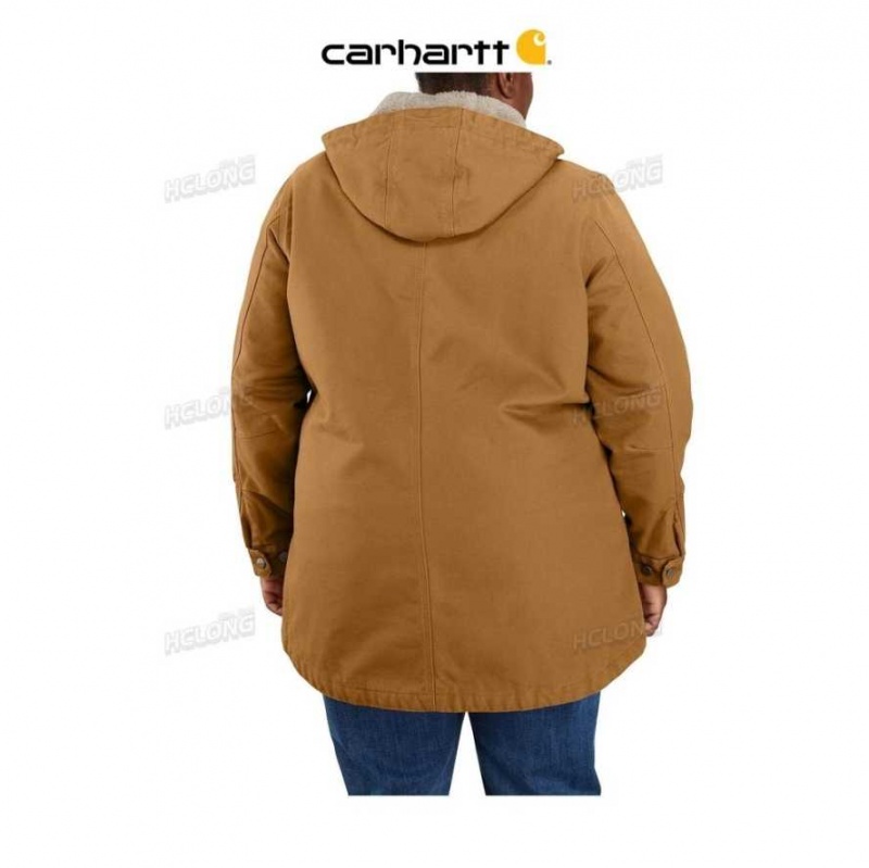 Marron Carhartt Loose Fit Washed Duck Coat - 2 Warmer Rating - Danmark KYZ-9447607