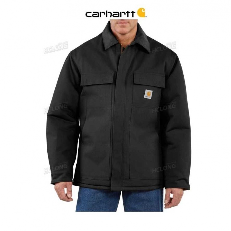 Noir Carhartt Loose Fit Firm Duck Insulated Traditional Coat - Danmark CSX-3269945