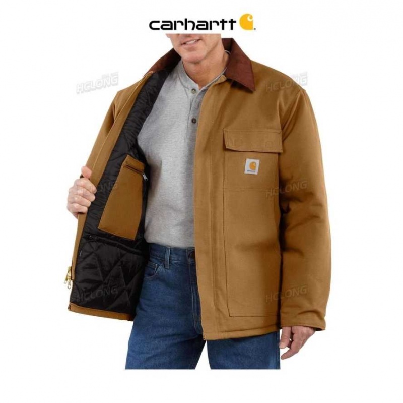 Marron Carhartt Loose Fit Firm Duck Insulated Traditional Coat - Danmark HSL-2917732