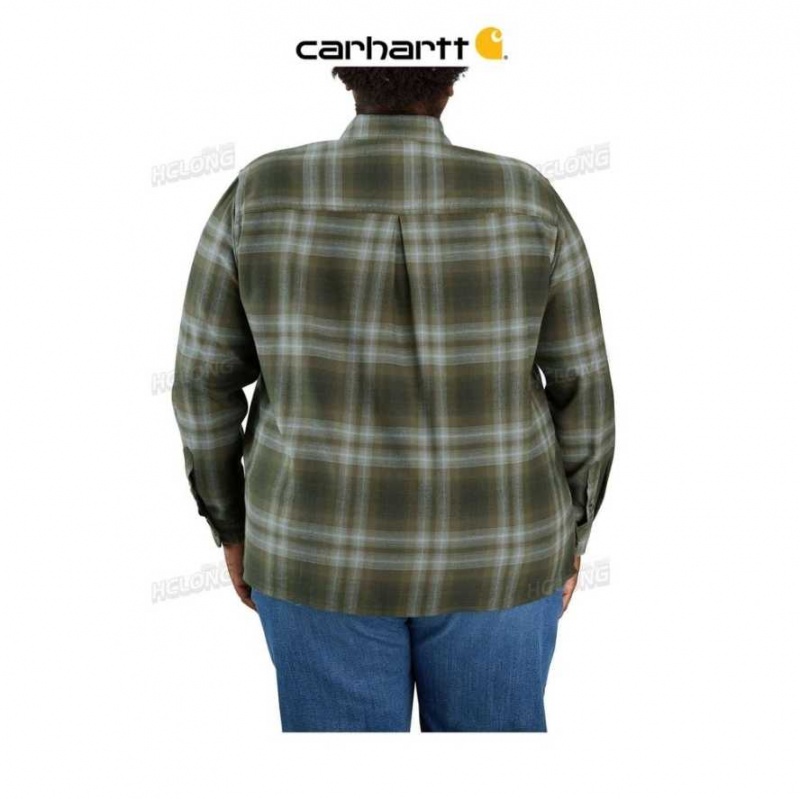 Basil Carhartt Rugged Flex Loose Fit Midweight Flannel Long-Sleeve Plaid Shirt - Danmark YAL-9759075