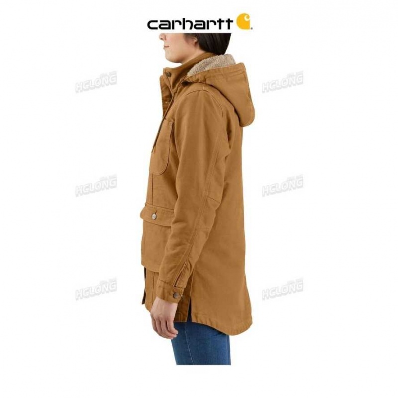 Marron Carhartt Loose Fit Washed Duck Coat - 2 Warmer Rating - Danmark KYZ-9447607