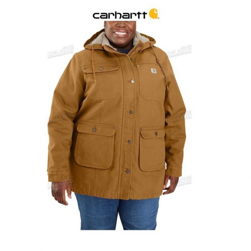 Marron Carhartt Loose Fit Washed Duck Coat - 2 Warmer Rating - Danmark KYZ-9447607