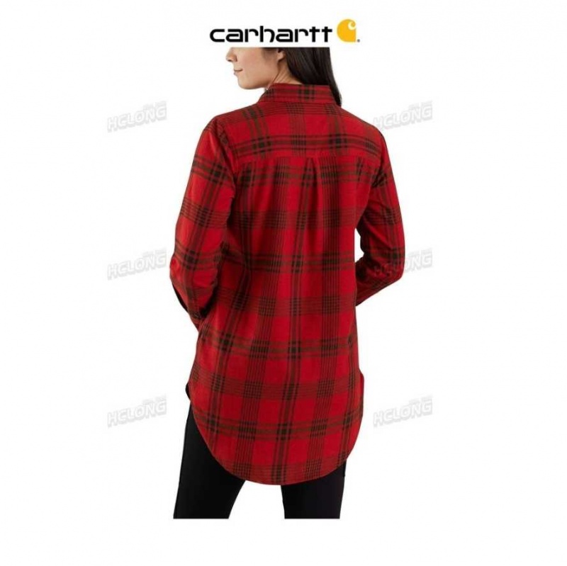 Chili Pepper Carhartt Rugged Flex Relaxed Fit Midweight Flannel Long-Sleeve Plaid Tunic Chili - Danmark GXT-9502678