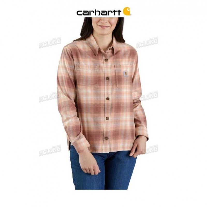 Stucco Carhartt Rugged Flex Loose Fit Midweight Flannel Long-Sleeve Plaid Shirt - Danmark OML-3594022