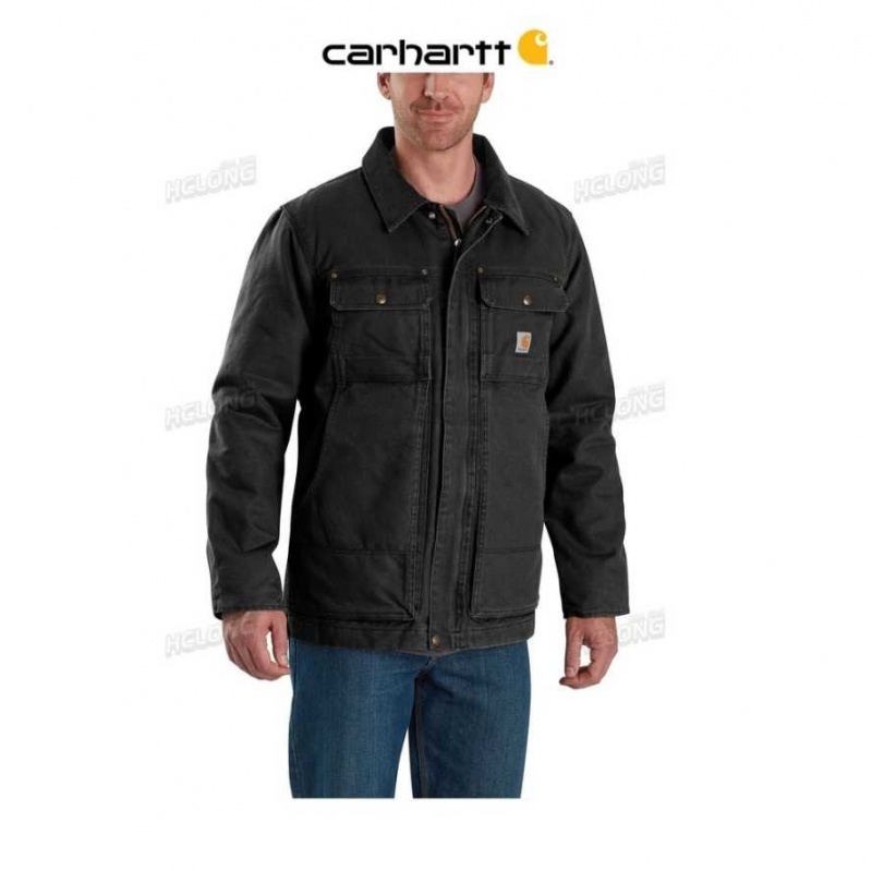 Noir Carhartt Full Swing Relaxed Fit Washed Duck Insulated Traditional Coat - Danmark UJR-0887285