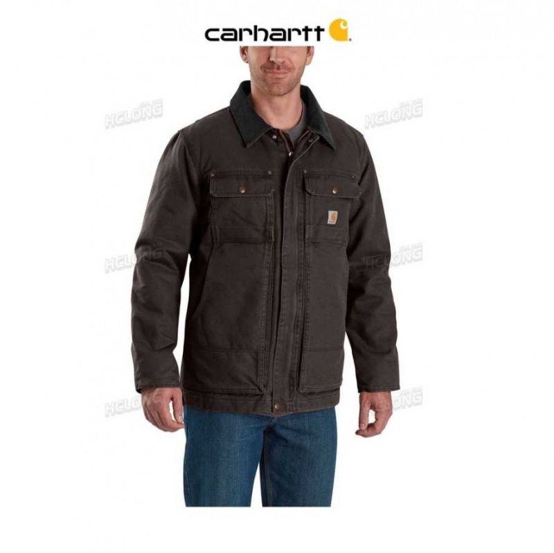 Marron Foncé Carhartt Full Swing Relaxed Fit Washed Duck Insulated Traditional Coat Marron - Danmark YNK-7487826