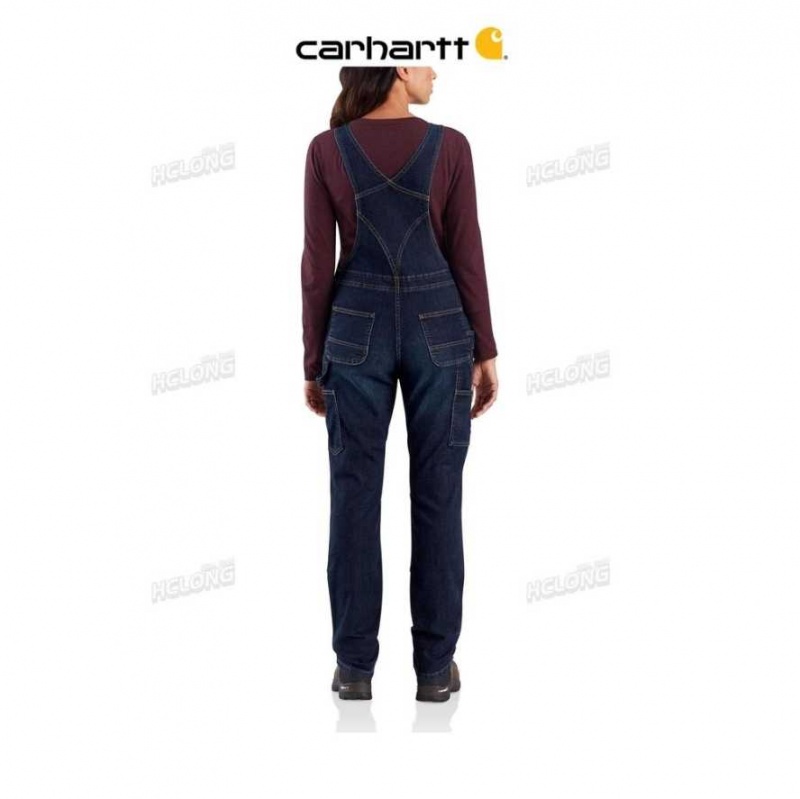 Midnight Sky Carhartt Relaxed Fit Rugged Flex Denim Double-Front Bib Overalls Midnight - Danmark UBM-5098951