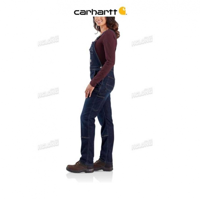 Midnight Sky Carhartt Relaxed Fit Rugged Flex Denim Double-Front Bib Overalls Midnight - Danmark UBM-5098951