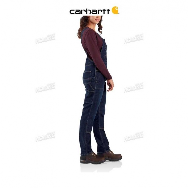 Midnight Sky Carhartt Relaxed Fit Rugged Flex Denim Double-Front Bib Overalls Midnight - Danmark UBM-5098951