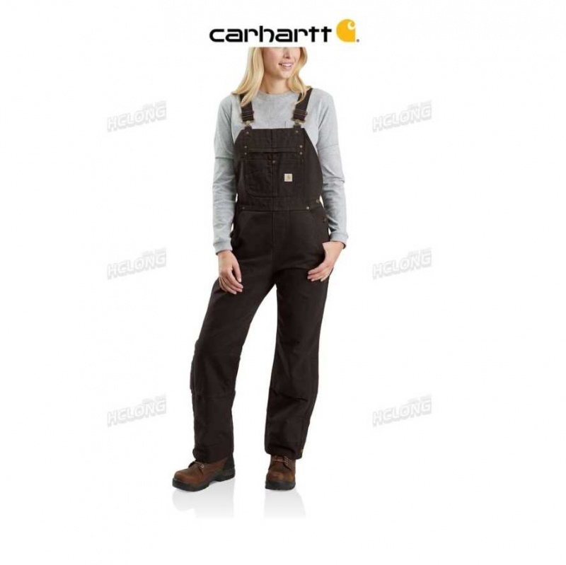 Marron Foncé Carhartt Relaxed Fit Washed Duck Insulated Bib Overall Marron - Danmark IKH-7376836