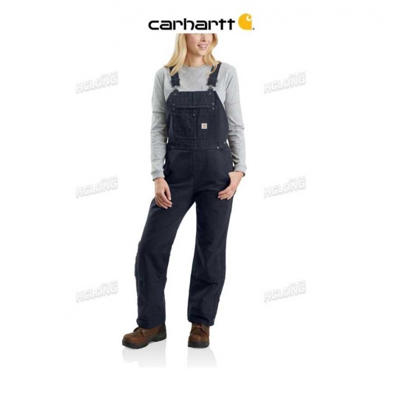 Bleu Marine Carhartt Relaxed Fit Washed Duck Insulated Bib Overall Bleu - Danmark ZYV-5511932