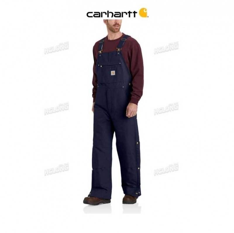 Bleu Marine Foncé Carhartt Loose Fit Firm Duck Insulated Bib Overall Bleu Marine - Danmark PYV-9917989