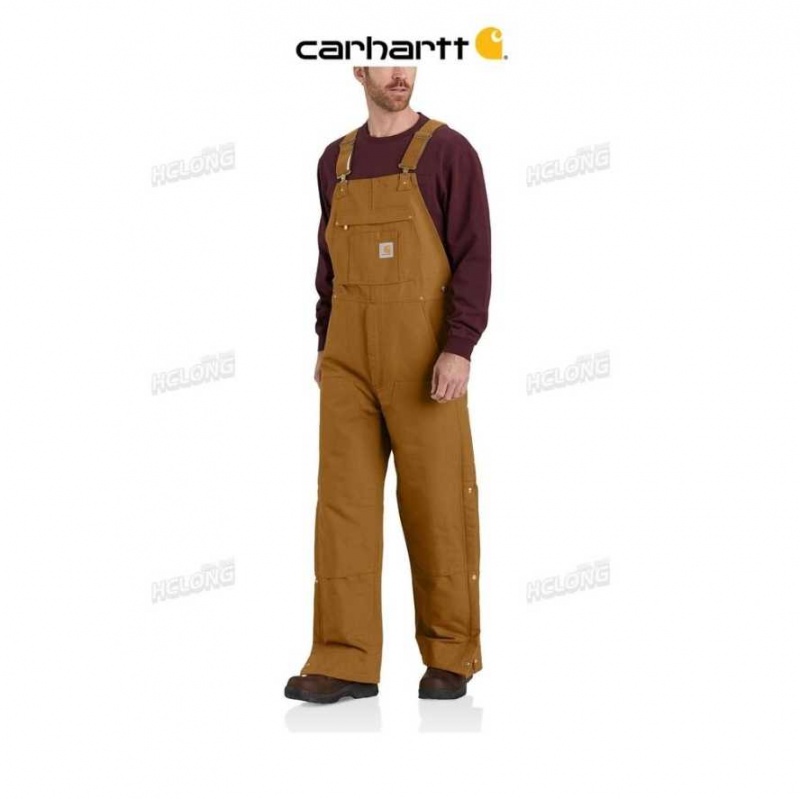 Marron Carhartt Loose Fit Firm Duck Insulated Bib Overall - Danmark RDS-9500844