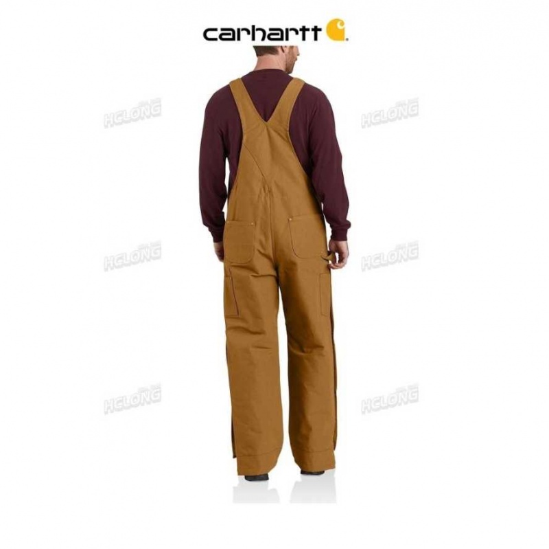 Marron Carhartt Loose Fit Firm Duck Insulated Bib Overall - Danmark RDS-9500844