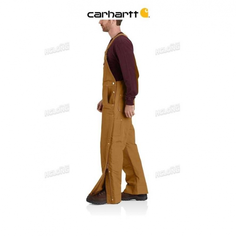 Marron Carhartt Loose Fit Firm Duck Insulated Bib Overall - Danmark RDS-9500844