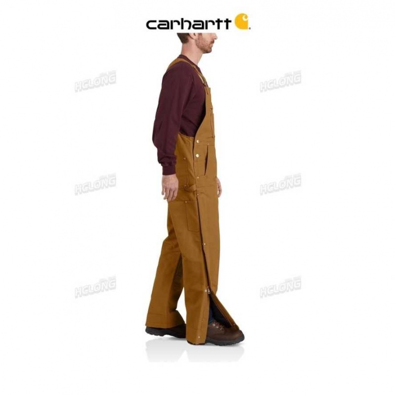 Marron Carhartt Loose Fit Firm Duck Insulated Bib Overall - Danmark RDS-9500844