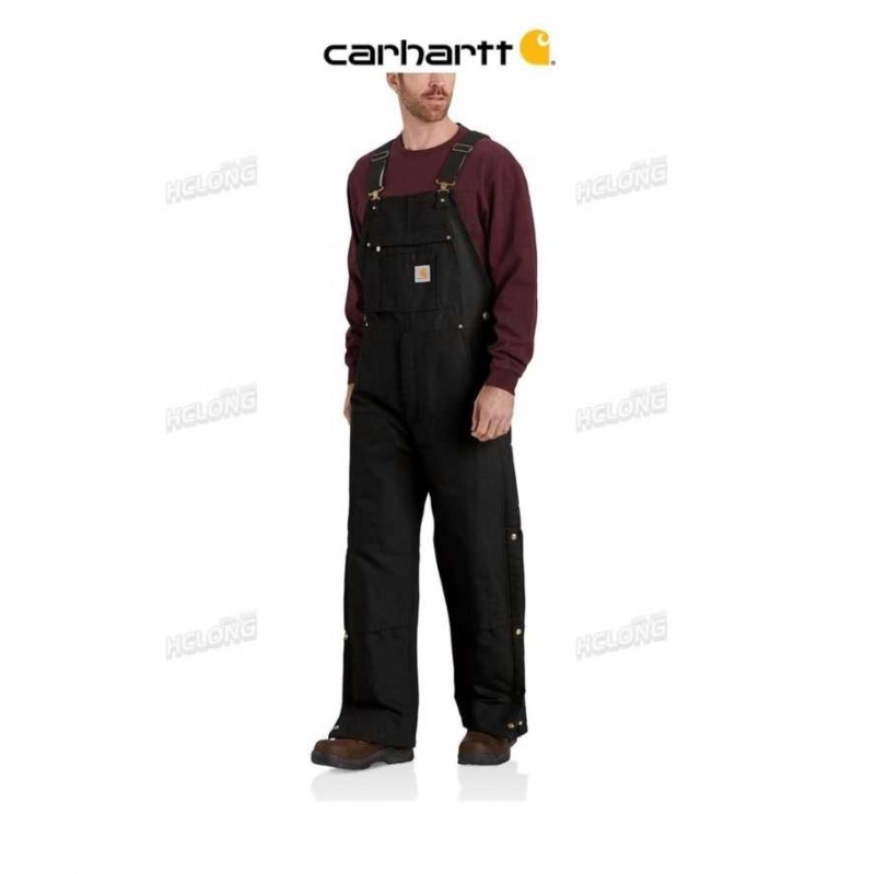 Noir Carhartt Loose Fit Firm Duck Insulated Bib Overall - Danmark RDB-6627049