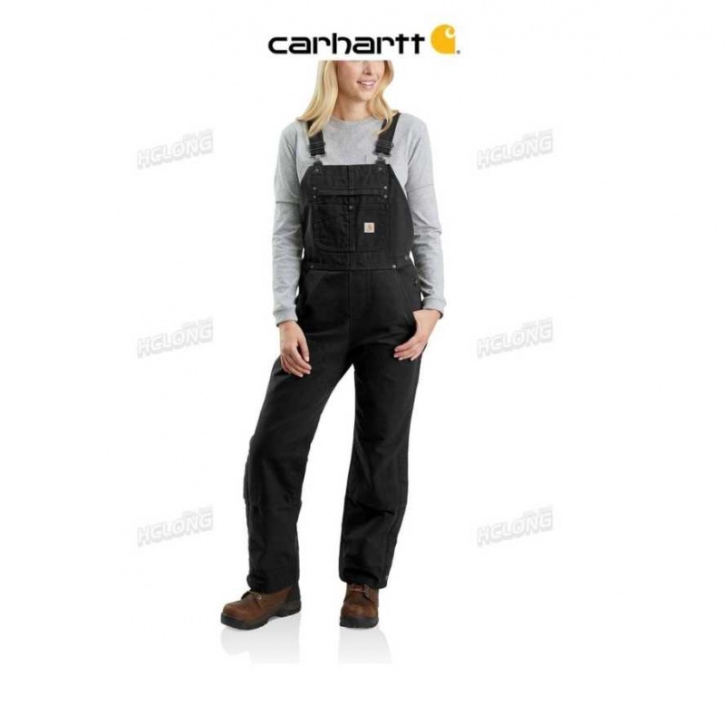 Noir Carhartt Relaxed Fit Washed Duck Insulated Bib Overall - Danmark XXF-2222241