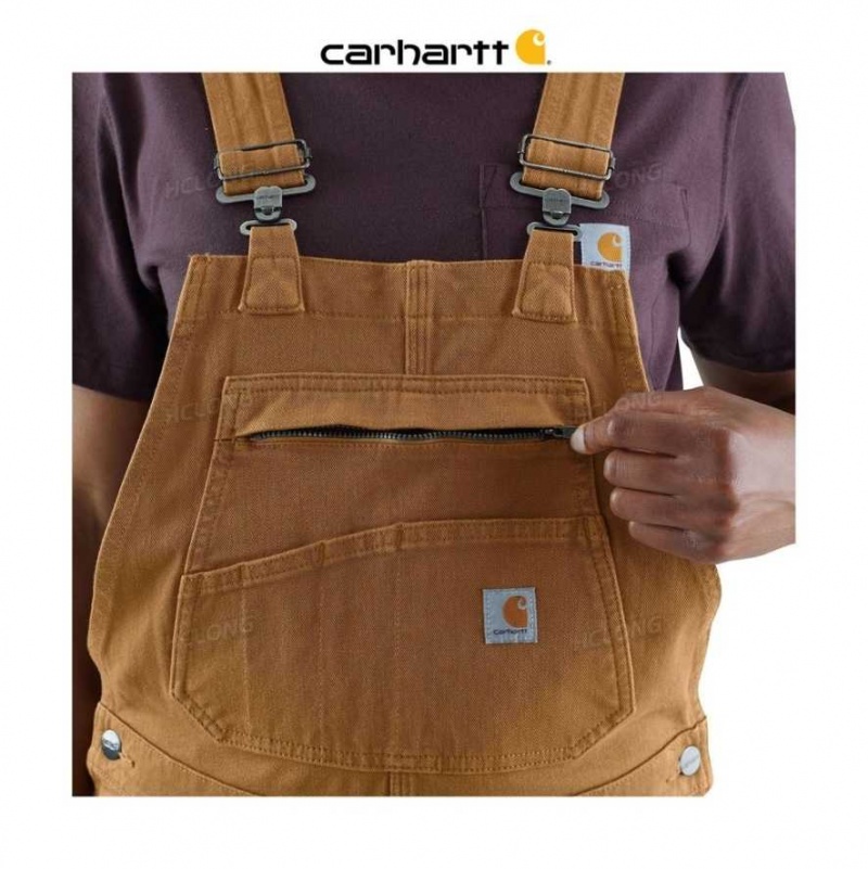 Marron Carhartt Rugged Flex Relaxed Fit Twill Bib Overall - Danmark YQQ-4626404