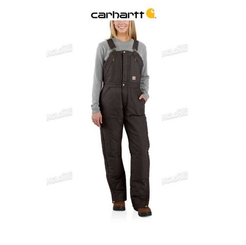 Marron Foncé Carhartt Loose Fit Washed Duck Insulated Biberall Marron - Danmark GMG-8471130