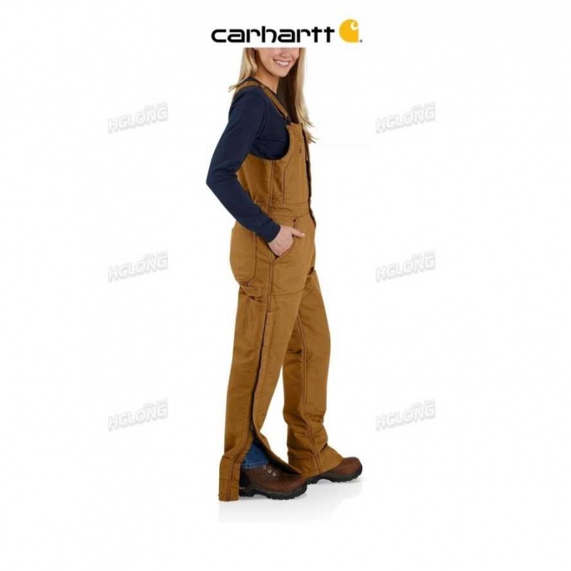 Marron Carhartt Loose Fit Washed Duck Insulated Biberall - Danmark ABW-8125397