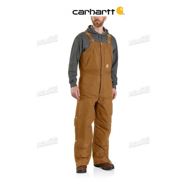 Marron Carhartt Loose Fit Firm Duck Insulated Biberall - Danmark XMG-8540590