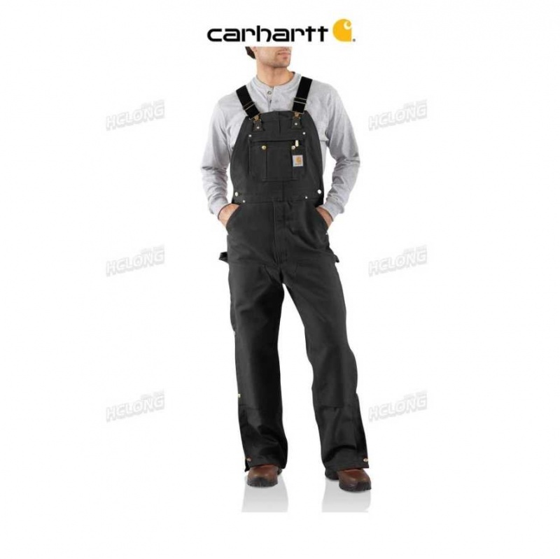 Noir Carhartt Loose Fit Firm Duck Bib Overall - Danmark TYZ-1710276