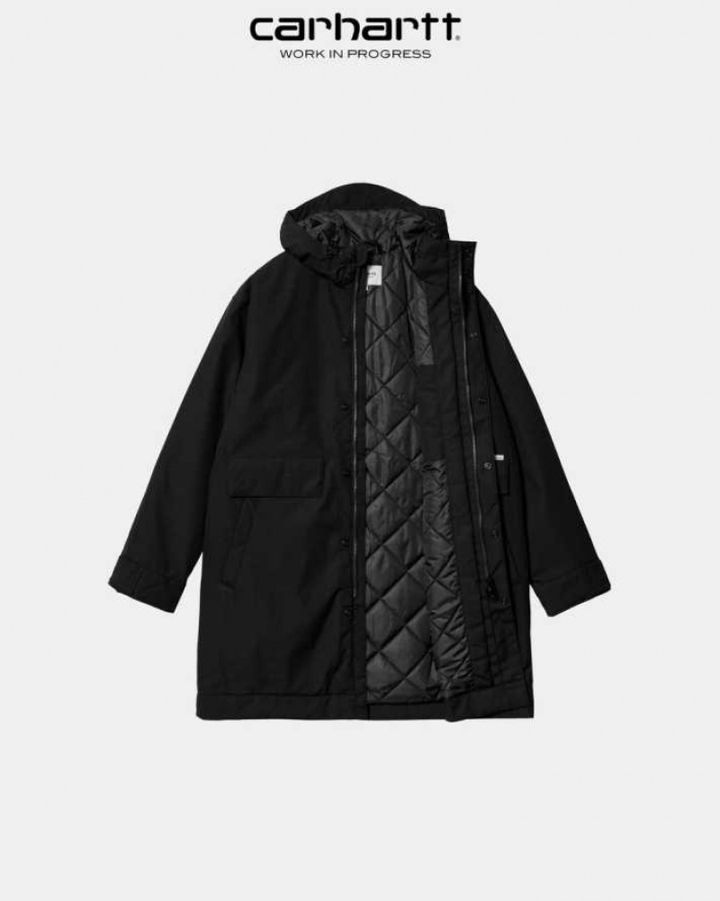 Noir Carhartt Wip Valley Parka - Danmark MHL-4681183