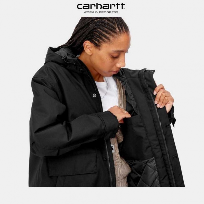 Noir Carhartt Wip Valley Parka - Danmark MHL-4681183