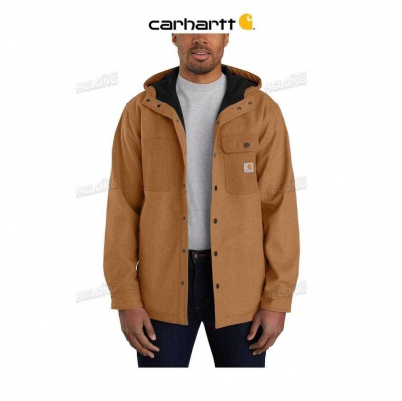 Oiled Walnut Heather Carhartt Rain Defender Relaxed Fit Heavyweight Encapuchonné Shirt Jac Oiled Walnut - Danmark EPR-6048129