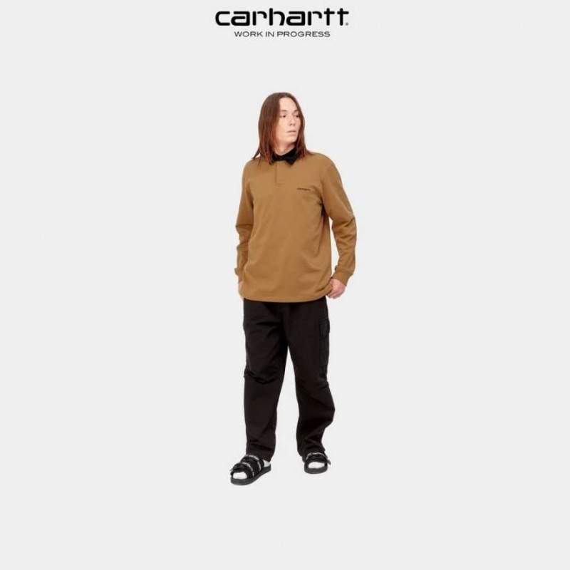 Marron Carhartt Wip Cord Rugby Polo - Danmark IJJ-3013882